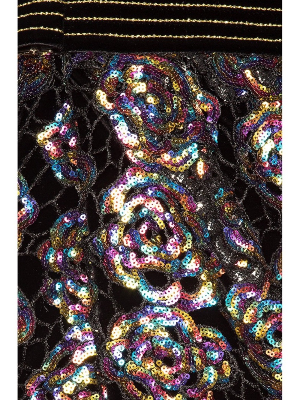 Zhivago Multicolor Sequin Top w/ Gold & Black Trim and Matching Velvet Shorts - Picture 2 of 16